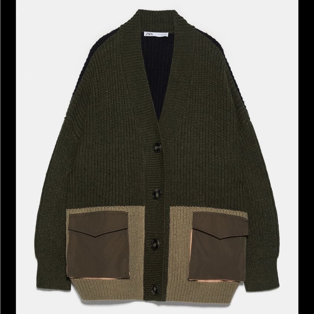 Zara Dark Green Knit Cardigan